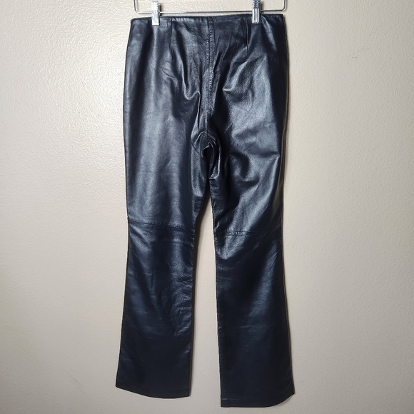 Moda International Black Genuine Leather Bootcut Mid Rise Pants-Size 6 - Picture 8 of 11
